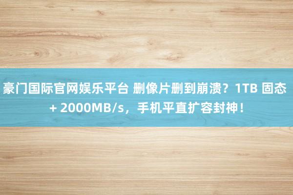 豪门国际官网娱乐平台 删像片删到崩溃？1TB 固态 + 2000MB/s，手机平直扩容封神！