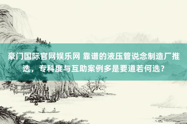 豪门国际官网娱乐网 靠谱的液压管说念制造厂推选，专科度与互助案例多是要道若何选？