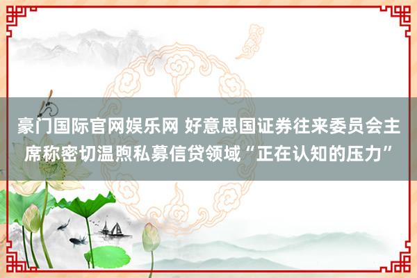 豪门国际官网娱乐网 好意思国证券往来委员会主席称密切温煦私募信贷领域“正在认知的压力”